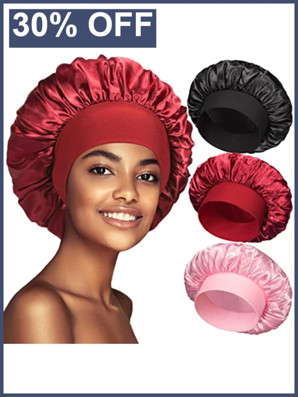 Satin Bonnets for Women 3 Pack Silk Sleep Cap Hair Protection Head Wrap